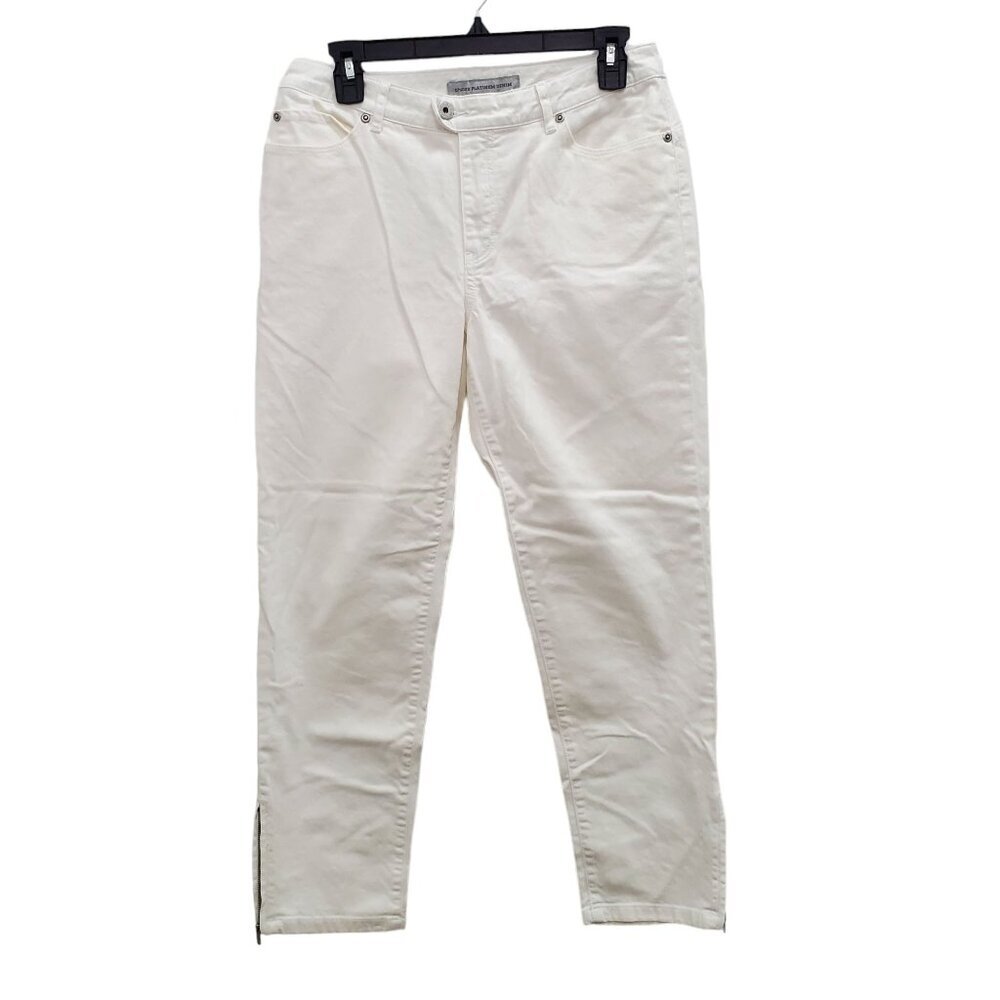 Chico's Platinum Denim Women's White Cropped Zip Ankle Jeans Size‎ 0.5 (6)